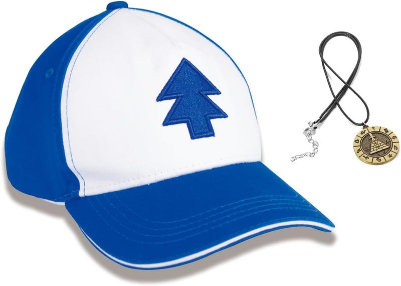 FOFODUCK Dipper Hat Embroidered Blue Fir Dipper's Cap Baseball Cap with Bill Cipher Necklace - Image 1
